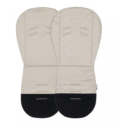 Petite&Mars Foamy - dwustronna wkładka do wózka spacerowego | Beige Whale